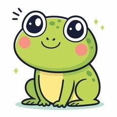 Fototapeta premium A charming and adorable illustration of a cute green frog with big, expressive eyes, radiating happiness and joy, perfect for children's themes