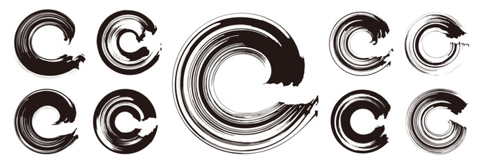 筆で書いた円形のベクター素材のセット