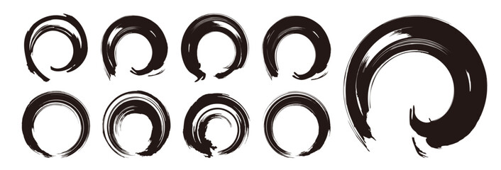 Obraz premium 筆で書いた円形のベクター素材のセット