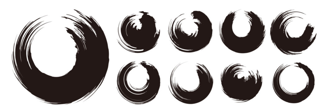 筆で書いた円形のベクター素材のセット