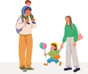 Happy Family Outing with Parents and Children