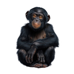 Fototapeta premium Young bonobo ape with folded arms isolated on a transparent background primate chimpanzee
