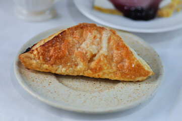 puff pastry , tart or pie with pineapple sauce stuffed