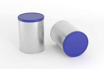 Food and Milk powder container tin can 3D rendering mockup 
