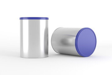 Food and Milk powder container tin can 3D rendering mockup 
