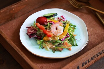Male Chef Preparing Vegetable Salad Healthy Kitchen