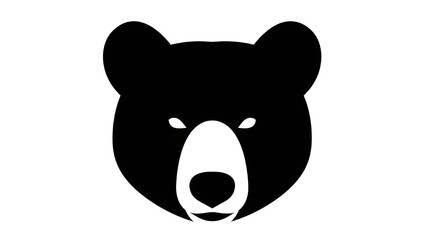 A friendly black silhouette of a bear&rsquo;s face with simple rounded shapes, suitable for children&rsquo;s designs or logo concepts.
