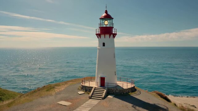 Panoramic view of the lighthouse on the beach