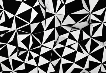 Polygonal Abstract Texture Background Composed of Black and White Triangles