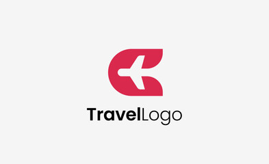 Travel Logo Airplane icon and Letter C, Travel agency illustration modern and minimalist concept.