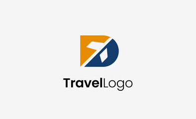 Travel Logo Airplane icon and Letter D, Travel agency illustration modern and minimalist concept.