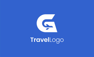 Travel Logo Airplane icon and Letter G, Travel agency illustration modern and minimalist concept.