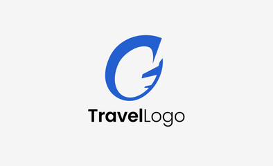 Travel Logo Airplane icon and Letter G, Travel agency illustration modern and minimalist concept.