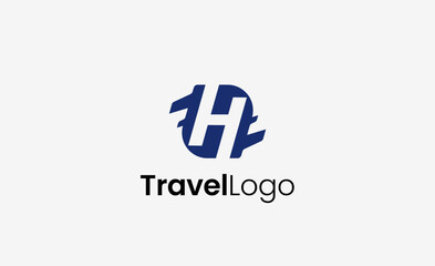 Travel Logo Airplane icon and Letter H, Travel agency illustration modern and minimalist concept.