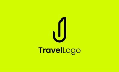 Travel Logo Airplane icon and Letter J, Travel agency illustration modern and minimalist concept.