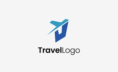 Travel Logo Airplane icon and Letter J, Travel agency illustration modern and minimalist concept.