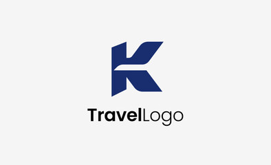 Travel Logo Airplane icon and Letter K, Travel agency illustration modern and minimalist concept.