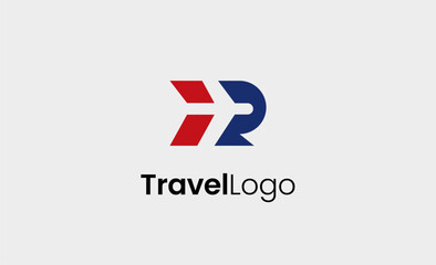 Travel Logo Airplane icon and Letter R, Travel agency illustration modern and minimalist concept.