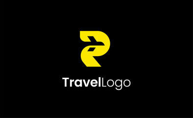 Travel Logo Airplane icon and Letter R, Travel agency illustration modern and minimalist concept.
