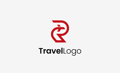 Travel Logo Airplane icon and Letter R, Travel agency illustration modern and minimalist concept.