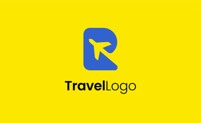 Travel Logo Airplane icon and Letter R, Travel agency illustration modern and minimalist concept.