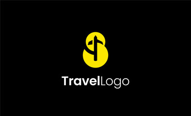 Travel Logo Airplane icon and Letter S, Travel agency illustration modern and minimalist concept.