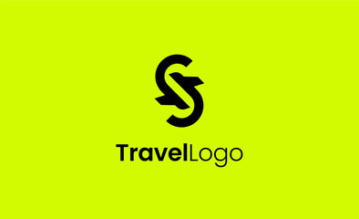 Travel Logo Airplane icon and Letter S, Travel agency illustration modern and minimalist concept.