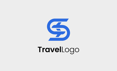 Travel Logo Airplane icon and Letter S, Travel agency illustration modern and minimalist concept.