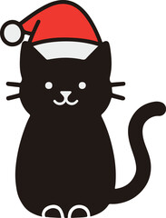 black cat with a red Santa had vector art illustrator for Christmas day