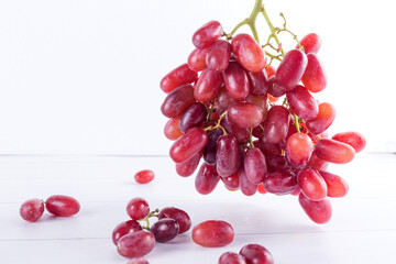 Bunch Of Red Grapes On White Background