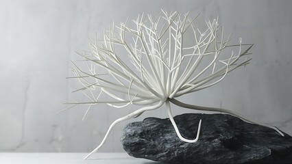 Abstract white tree branches on white