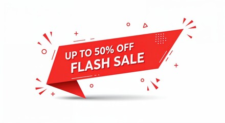 Flash Sale Announcement: A vibrant banner heralding a flash sale with an enticing Up to 50% Off offer, designed to grab attention and drive immediate interest.