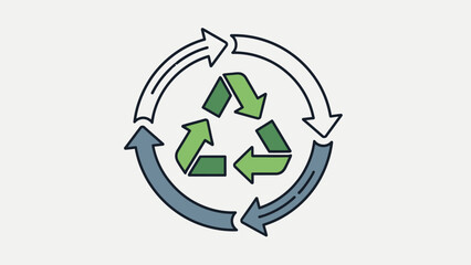 Obraz premium Green and grey recycling symbol illustration, eco-friendly conservation and sustainability icon for environmental protection.