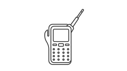 Walkie-talkie icon. Portable two-way radio outline illustration for communication, security, outdoor adventure, and vintage technology.