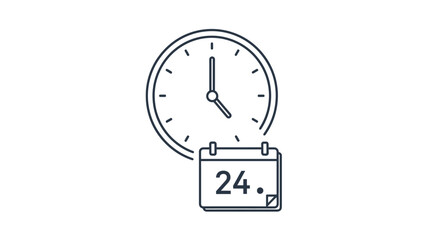 Minimalist Time and Calendar Outline Icon for Daily Scheduling, Appointment Management, Event Planning, Deadline Tracking Symbol