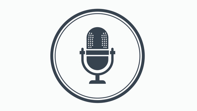 Classic Retro Microphone Icon in Circle. Vintage Audio Symbol for Podcast, Radio, Voice Recording, Broadcasting, and Sound Production.