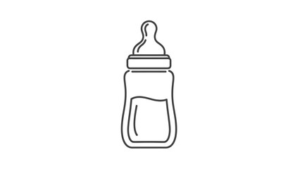Minimalist line art baby bottle icon with nipple. Simple vector illustration for infant feeding, childcare, and parenting concepts.