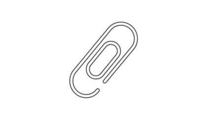Obraz premium Black outline paperclip icon, minimalist office stationery symbol for attachment, organization, and document management on a white background