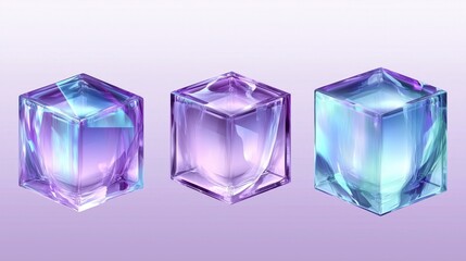 Three Translucent Geometric Cubes