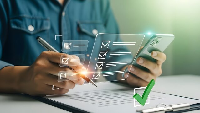 Man writing on transparent screen with digital data interface - Powered by Adobe