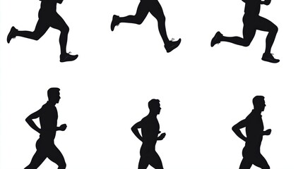 Silhouettes of Runners in Action
