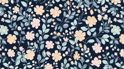 Floral Pattern on Dark Background