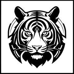 tiger logo, black and white