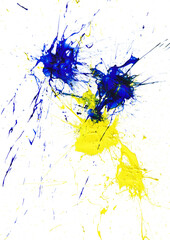 blue and yellow paint splash with transparent background