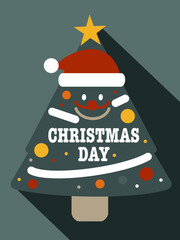 Santa claus christmas tree for greeting card merry christmas day.