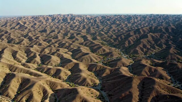 Panoramic view from above of the desert landforms