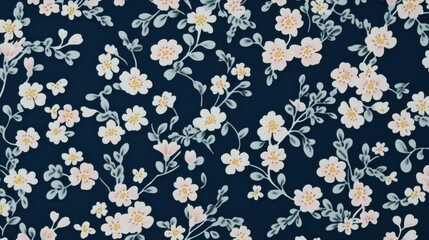 Floral pattern on navy background