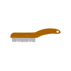 wire brush flat design vector illustration isolated on white background. steel wirebrush for drill clean off old metal sheet with rust. Wire cleaning brush. Cleaning metal embedded from concrete.