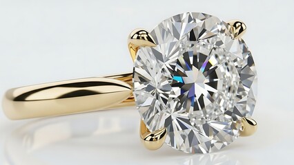 Oval diamond engagement ring in yellow gold with four prongs jewelry wedding