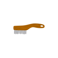 wire brush flat design vector illustration isolated on white background. steel wirebrush for drill clean off old metal sheet with rust. Wire cleaning brush. Cleaning metal embedded from concrete.